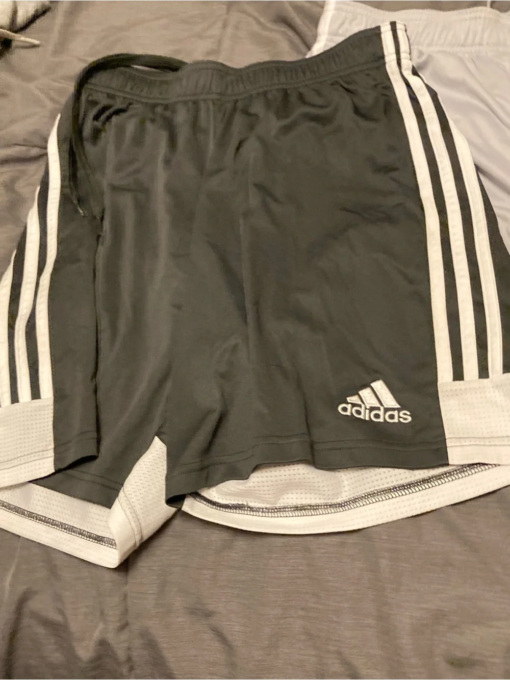Lot of 2 adidas Black and Light Gray Athletic Shorts Set